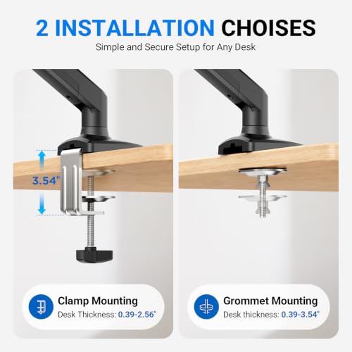 GRIFEMA Gas Spring Monitor Mount for 13-32", Single Monitor Arm | Full Motion 360 Rotate Swivel Tilt, Up to 19.8 Lbs, VESA 75/100mm, Easy Install, Monitor Stand for Home Office Gaming - size: Single Arm