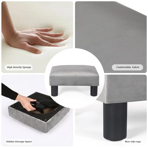 Joveco 15'' Small Foot Rest Stool Ottoman- Upholstered Footstool and Ottomans Small Footrest for High Beds- Lightweight and Portable, Light Gray - color: Light Gray