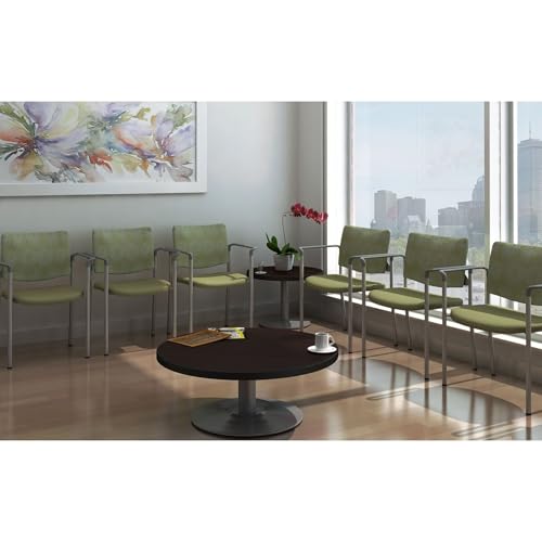 Evolve Series Guest Chair, Armless with Wood Back, Black anit-bacterial vinyl, Natural Back - color: Black Anti-bacterial Vinyl, style: Natural Back