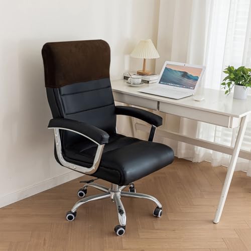 Stretch Office Chair Headrest Cover, Velvet Headrest Protector for Office Chairs, Head Rest Covers for High Back Computer Chairs, Furniture, Recliner Chair, 1 Pack, Dark Coffee - color: Velvet, Dark Coffee, size: 1 Pack