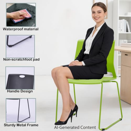 Green Stackable Chairs Set of 8 for Waiting Room Conference Church Lobby - color: Green, size: 8 pack