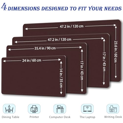 Non-Slip Desk Pad, 24" x 14" Large Mouse Pad, PU Leather Desk Mat with Suede, Laptop Desk Pad, Waterproof Keyboard Pad, Desk Blotter for Office/Home/Decor (Brown Coffee) - color: Brown Coffee, size: 24" x 24"