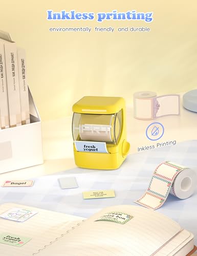 HPRT NEW1 Label Maker - Bluetooth Label Make Machine with 1 Roll Tape Portable Thermal Printer for iPhone&Andriod, Yellow - style: Yellow
