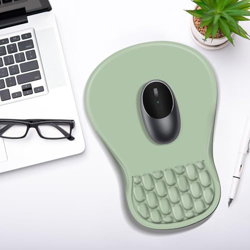 YIWEI Ergonomic Mouse Pad with Wrist Rest for Carpal Tunnel Pain Relief - color: Green