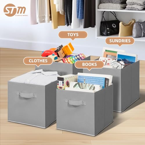 STORAGE MANIAC Storage Cubes, 11 Inch Collapsible Storage Bins with Handles, 10 Pack Fabric Foldable Bins for Organization, Durable Storage Bins for Closet, Shelves, Offices, 10-Pack Grey - color: Grey-10 Pack, size: 11 INCH