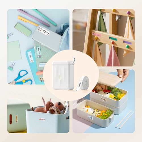 NIIMBOT D110 Label Maker Machine, Bluetooth Thermal Label Printer - color: White, style: Label Machine with 3 Label Tapes