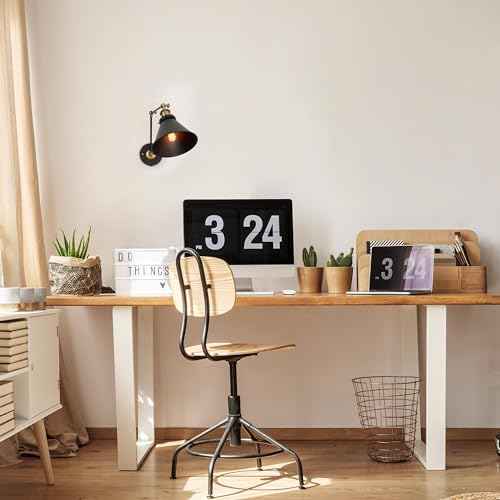 LALUZ Black Wall Sconces Lighting, 2 Pack Modern Industrial Swing Arm Plug in or Hardwired Adjustable Wall Lamp with Antique Brass Finish for Bedroom, Kitchen, and Living Room - size: 12" W Antique Brass
