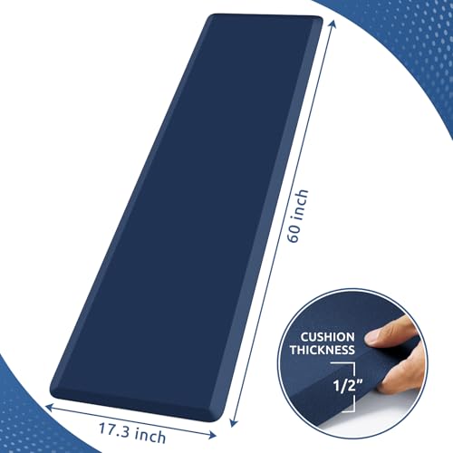 Kitchen Mat Cushioned Anti Fatigue Rug Standing and Comfort Floor Mats - color: Blue, size: 60"L x 17.3"W x 0.5"Th
