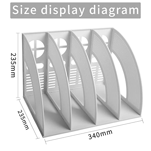 A4 File Holder Magazine File Folder Desk Organizer, 4 Vertical Compartments Bookshelf Document Divider Paper Box Bookends for Office Home Organization and Storage Racks - color: Grey, size: 4 compartments