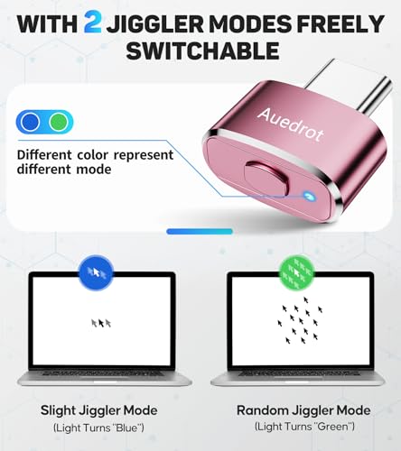 AUEDROT Mouse Jiggler Undetectable USB-C Mouse Mover with Switch Button, Automatic Type-C Wiggler with 2 Jiggle Modes, Plug & Play, Keep Computer/Laptop Awake, Rose Gold - color: Rose Gold