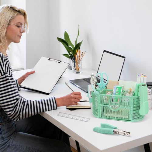 17 IN 1 Office Desk Organizer Set for Back to School Supplies Accessories - color: Green