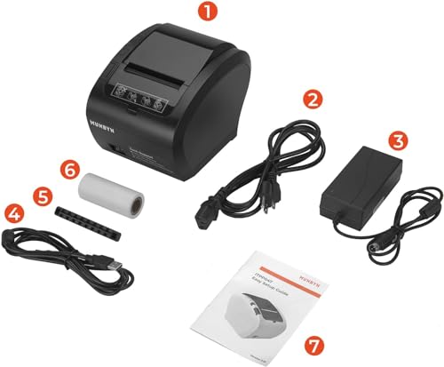 MUNBYN WiFi Thermal Receipt Printer with USB/LAN/RS232 Port POS Printer - color: Black