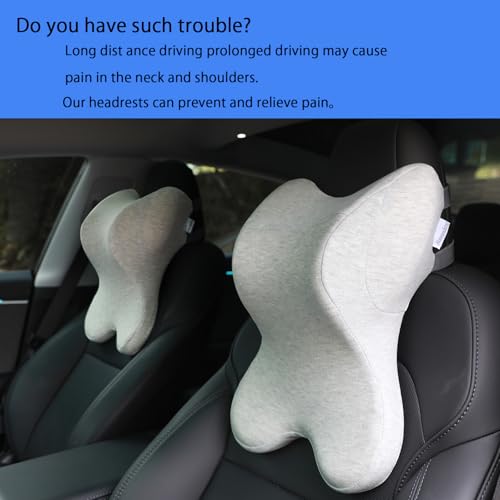 Car Neck Pillow for Driving Gaming Chair Headrest Pillow Office Chair Neck Pillow Ergonomic Design Double Straps Design Suitable for Different Heights - color: Light Grey
