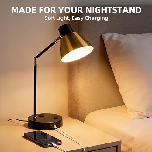 Modern Desk Lamp with USB & AC Outlet,270° Swivel (Bulb Not Included) - style: Modern 2