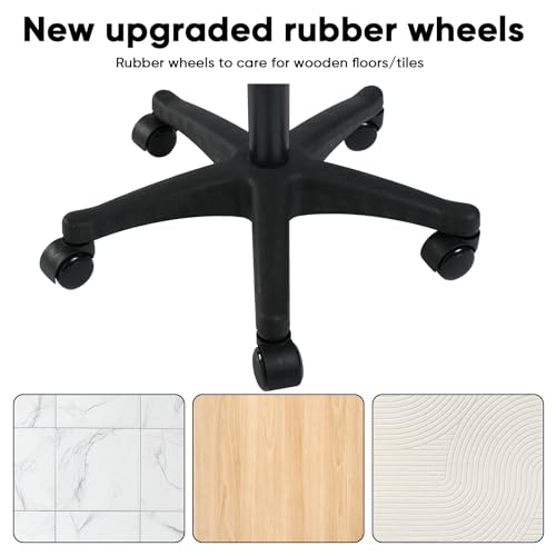 Ergonomic Adjustable Under Desk Footrest,Ottoman with Wheels | 500lbs|360° swivel Silent PU casters|Thick 2.36" Seat| Rolling Stool with Wheels for Massage,Salon,Spa,Clinic,Office,Home - color: Black