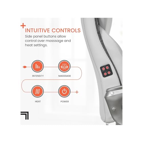 Sharper Image S600 Active Lumbar Ergonomic Bonded Leather Swivel Executive Massage Chair, White/Gray - color: Off-white