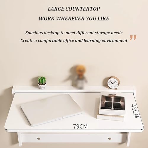Fold Down Laundry Table, Wall Mounted Desk, Drop-Leaf Table For Kitchen, Laundry Room, Bathroom, Bedroom, Space Saving (Size: L80*W40cm) - size: L80*W40cm