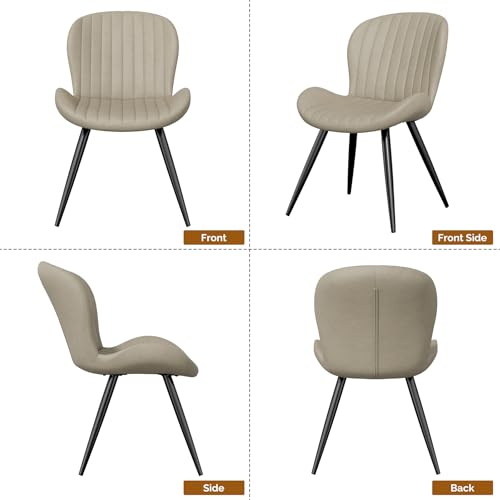 Dining Chairs Set of 2 Modern Fabric Dining Room Chairs Upholstered Dining Chairs with Thick Cushions Metal Legs Armless Back Chair for Kitchen and Living Room Beige - color: Beige (Fabric), size: Set of 2