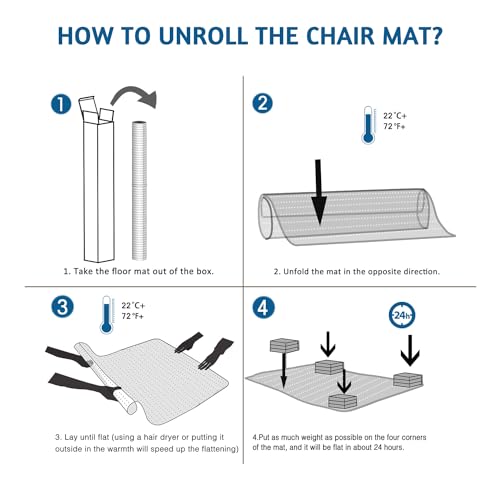 Desk Chair Mat for Low Pile Carpets, 55" x 35" Office Clear Protector Floor Mat for Carpets, Easy Glide Plastic Mat for Office Home (Rectangle)