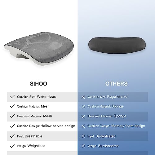 SIHOO M57 Ergonomic Office Chair, Mesh Back Desk Chair with 3D Armrests - color: Light Grey, size: Pack of 1