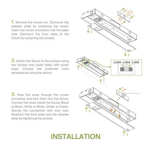 ASD LED Under Cabinet Lighting, 18 inch 8W 715 LM, Dimmable Hardwired Under Cabinet Lights for Kitchen, 3000K Soft/4000K Cool/5000K Daylight, Under Counter Light Fixtures, ETL, White, 2 Pack - color: 18 Inch White, size: 2 Pack