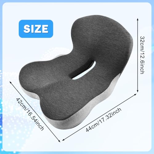 Memory Foam Seat Cushion for Driving & Office Chairs, L-Shaped Ergonomic Tailbone Relief Seat Cushion for Long Sitting, Car/Truck/Office Chair