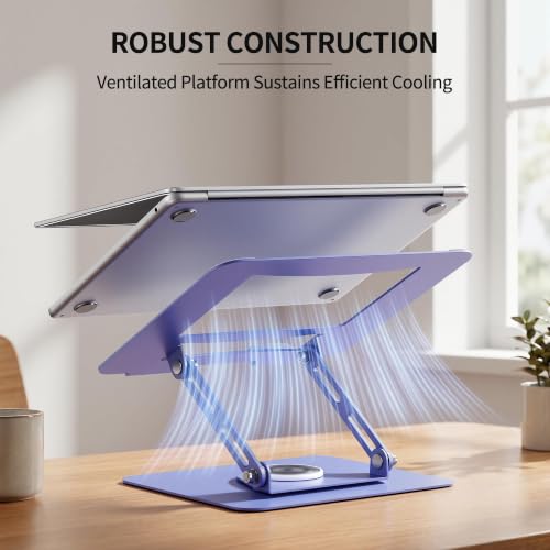 ALASHI Laptop Stand for Desk with 360° Rotating Base, Multi-Angle Adjustable Laptop Stands, Foldable Laptop Riser Compatible with 10 to 17 Inches PC Computer, Purple - color: Purple