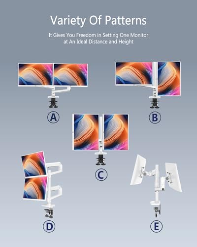 Ergounion Dual Monitor Mount, Holds 2 Stacked Screens up to 40 Inch, White - color: White, size: Dual