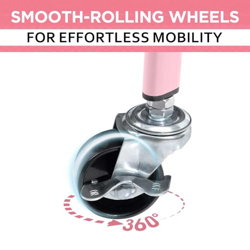 AGTEK 3 Tier Utility Rolling Cart with Lockable Wheels, Metal Multifunctional Storage, Organizer Cart for Kitchen, Office, Living Room, Makeup, Craft, Art Studio, Pink - color: Pink
