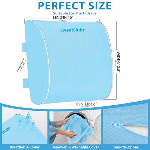 SweetSlubr Lumbar Support Pillow for Office Chair(Light Blue,XL) - color: Light Blue, size: X-Large