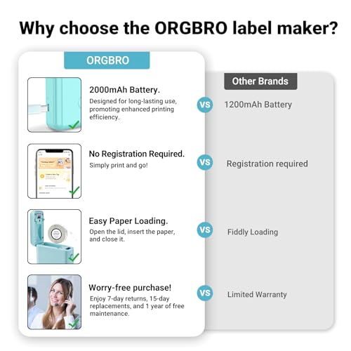 ORGBRO Label Maker Machine with Tape, X1 Bluetooth Mini Label Printer - color: Random Color