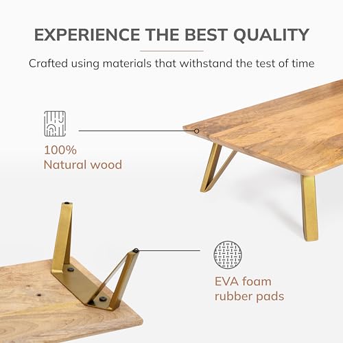 Anji Mountain Monitor Stand for Desk - Desktop Organizer & Laptop Riser, Ergonomic Monitor Riser, Space-Saving, Durable, Easy Assembly & Ideal for Home & Office,Natural, 24-Inch, Classic - color: Natural