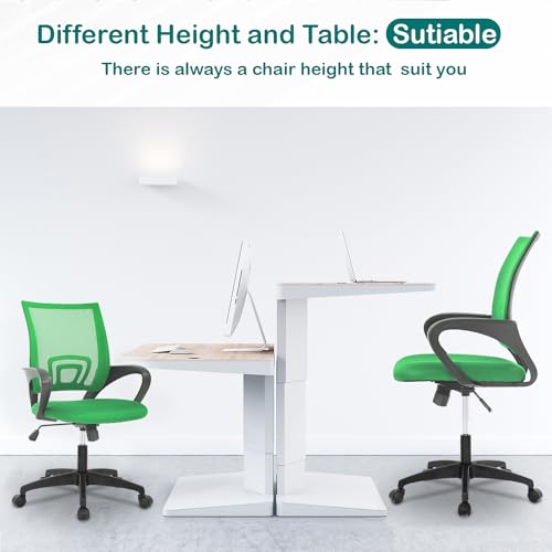 Reusleag Ergonomic Mesh Home Office Chair with Lumbar Support, Mid Back, Rolling Swivel, Adjustable Height, Small Meeting Chairs, Green
