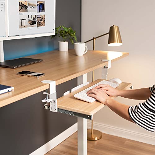 VIVO Light Wood Clamp-on 27 x 11 in Keyboard Tray, MOUNT-KB05HA - color: Light Wood, size: 27" fixed width