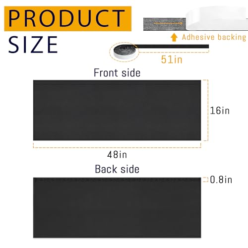 48" Under Desk Privacy Panel Self-Adhesive Modesty Panel 600D Heavy Duty Desk Skirt Privacy Divider for Office Home or Standing Workstation Concealer Shield - size: Black - 48"W