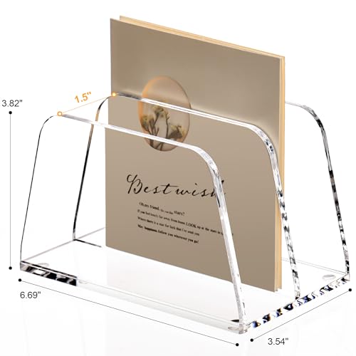 SANRUI Acrylic Mail Organizer for Desk, Mail Holder with 2-Slot, Clear - size: 2 Slots