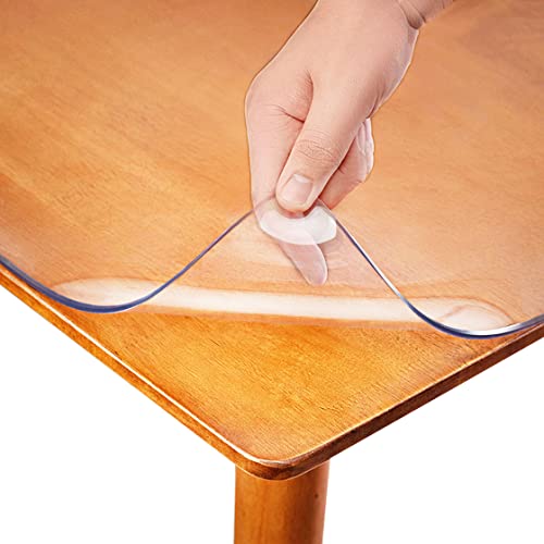Clear PVC Table Top Protector Plastic Cloth 1.5mm Thick Transparent Desk Pad Mat Rectangle Table Pad Furniture Protector Waterproof Plastic Vinyl for Dining Table Countertop 40x66 Inch - size: 40" x 66" (Rectangular)