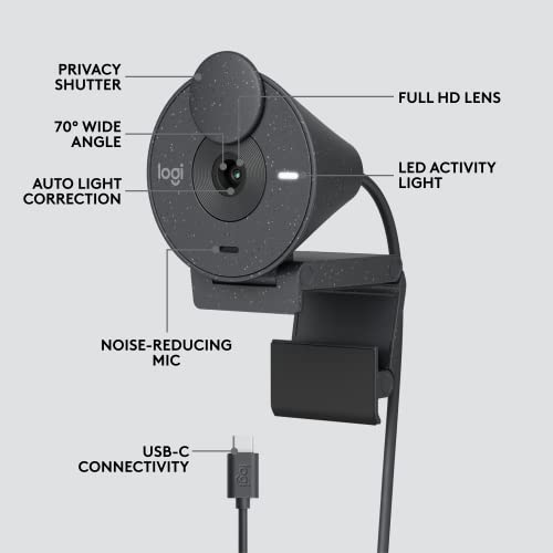 Logitech Brio 305 Full HD 1080P Business Webcam with Privacy Shutter