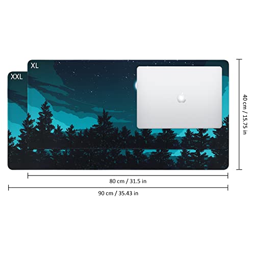 iCasso Extended Gaming Mouse Pad 35.4x15.7in Desk Pad,Silent Night | Large Non-Slip Rubber Base Mousepad with Stitched Edges,Waterproof Keyboard Mouse Mat for Work Home Office - color: Silent Night
