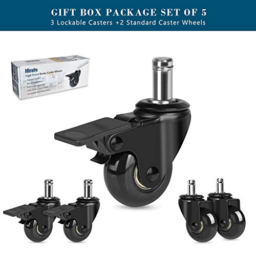 Hirate 5 Pack 2 inch Office Chair Caster Wheel Universal Stem 7/16" x 7/8" - color: Single Brake, size: 2"