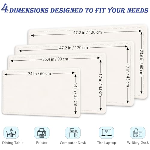 47.2" x 23.6" Large Desk Pad Mat - Non-Slip PU Leather Desk Mat, Large Mouse Pad, Computer Mat for Keyboard Mouse, Waterproof Desk Writing Mat, Desk Blotter Mat for Work (Ivory White) - color: Ivory White, size: 47.2" x 23.6"