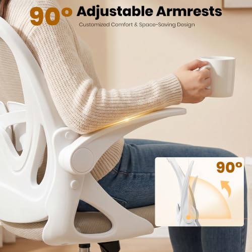 Primy Drafting Chair Tall Office Chair with Flip-up Armrests Executive Ergonomic Computer Standing Desk Chair with Lumbar Support and Adjustable Footrest Ring(Khaki) - color: Khaki, size: 934-Z