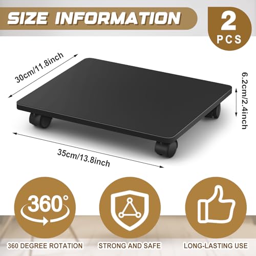 Beeveer 2 Pcs Black Under Desk Printer Stand 13.8 x 11.8 x 2.4 Inches - color: Black, size: 13.8 x 11.8 x 2.4 Inches