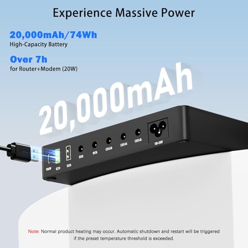 Wbacon 14 PCS Mini UPS 20000mAh Battery Backup & Surge Protector