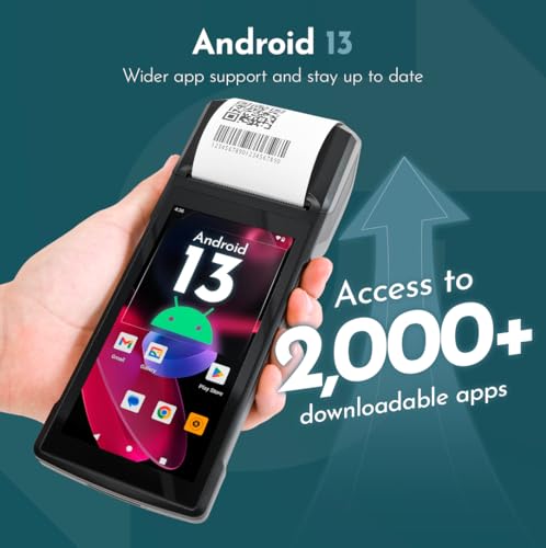 H10 Handheld POS Terminal, Android 13, 5.5 Inch, 58mm Printer - color: Basic
