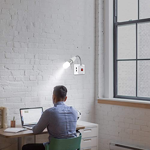 Plug in Light Socket Adapter,4Pack Extension Light Socket Converter Plug Lamp Socket Desk Extender Lamp Bulb Holder E26/E27 All Direction Bulb Adapter with Switch 5.9''Gooseneck For Bedside Plant Grow - color: E27 Socket Adapter