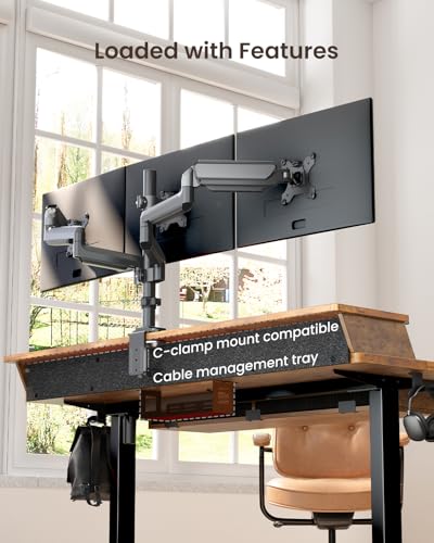 ErGear 63 X 30 Inch Electric Standing Desk with 4 Drawers, Height Adjustable Desk with Storage, C-Clamp Mount Compatible, Home Office Table with Cable Management Tray, Vintage Brown