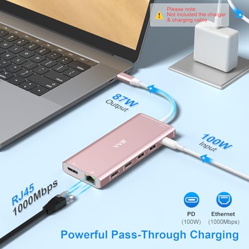 USB C Laptop Docking Station Dual Monitor 14 in 1 USB C Hub Multi Adapter - size: 4.5 inches