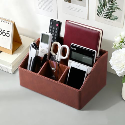 Desk Organizer Caddy Nightstand Organizer Desk Caddy Remote Holder - color: Brown