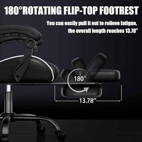 Czlolo Gaming Chair, Ergonomic Office Computer Chair with Footrest and Lumbar Support Massager High Back Video Gamer Chair, Wide&Thick Cushion, 90°-135° Recline, Adjustable Height, Cloud White - color: Cloud White